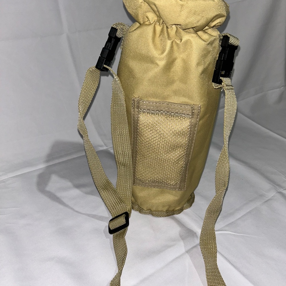 Tan Food Storage Bag with Drawstring Closure and Durable Fabric